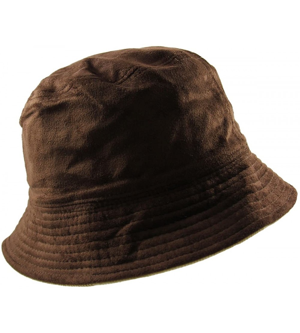 Bucket Hats Ladies Suede/Corduroy Reversible Bucket - Brown/Tan - C5125A3HH21 $18.58