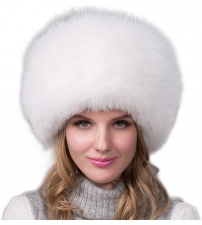 Cold Weather Headbands Women's Winter Warm Fox Fur Hat Cossack Russian Style Hat Caps with Stretch - White - CA18M6K8IHZ $96.88