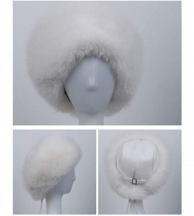 Cold Weather Headbands Women's Winter Warm Fox Fur Hat Cossack Russian Style Hat Caps with Stretch - White - CA18M6K8IHZ $49.59