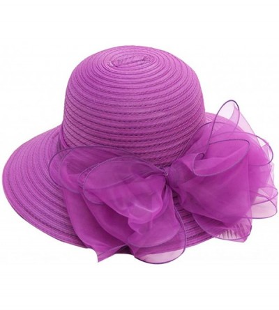 Sun Hats Casual Women's Church Derby Dress Fascinator Bridal Cap British Tea Party Wedding Sun Hat - Purple - C018TOUDH7E $11.52