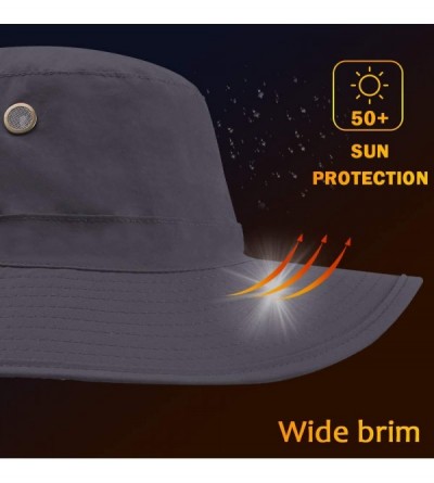 Sun Hats Men Women Outdoor Sun Hat with Wide Brim UPF 50+ Summer Mesh Cap with Flap Cover - A-grey - C718UARMMHS $9.29