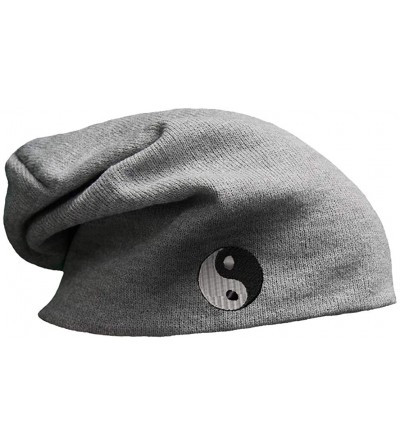 Skullies & Beanies Custom Slouchy Beanie Ying Yang B Embroidery Skull Cap Hats for Men & Women - Light Grey - C018A57DAH7 $18.12