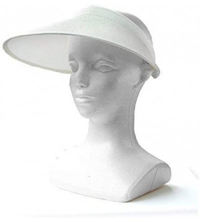 Visors Women Wide Brim Visor Hat UV Sunblock Sun Protection Beach Sports Tennis Golf Hats - White - C312MX27A7Z $28.74
