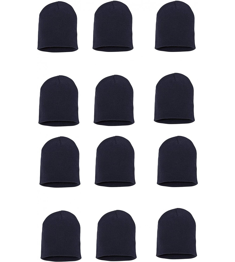 Skullies & Beanies Wholesale 12 PCS Unisex Knit Short Plain Ribbed Beanie Ski Cap Skull Hat Warm Solid Winter New Blank - CH1...