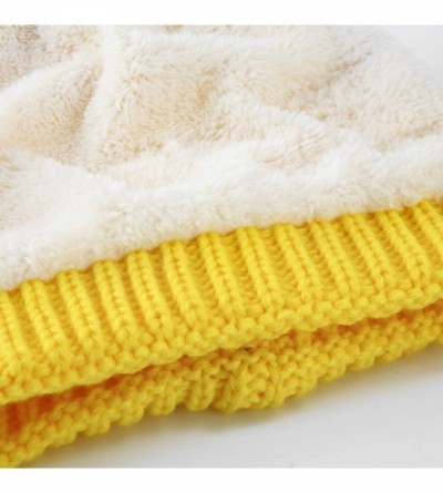 Skullies & Beanies Women's Knitted Messy Bun Hat Ponytail Beanie Baggy Chunky Stretch Slouchy Winter - Yellow - CP18YTGHLNW $...