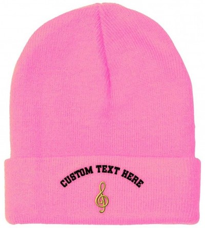 Skullies & Beanies Custom Beanie for Men & Women Treble Clef Embroidery Acrylic Skull Cap Hat - Soft Pink - CY18ZS3RHO7 $25.27