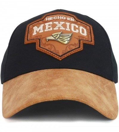 Baseball Caps Hecho en Mexico Metal Eagle Patch PU Leather Bill Cap - Black - C218OQAZQTG $13.06