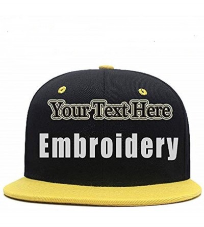 Baseball Caps Custom Embroidered Hat-Personalized Hat-Trucker Cap-Adjustable Dad Cap Add Text(Black) - Black Yellow - CZ18H23...