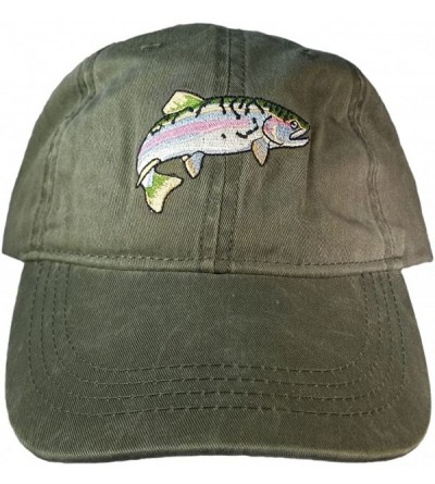 Baseball Caps Embroidered Wildlife Rainbow Trout Baseball Cap - CX12KQFWVD9 $37.73