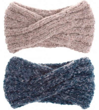 Cold Weather Headbands Women Cold Weather Headbands Knit Cross Hairband Winter Ear Warmer Hair Wraps - Pink+blue - CH18YOYTXZ...