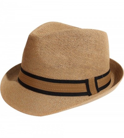 Fedoras Unisex Vintage Fedora Hat Classic Timeless Light Weight - Tanband Brown - CQ18S3266K9 $31.72