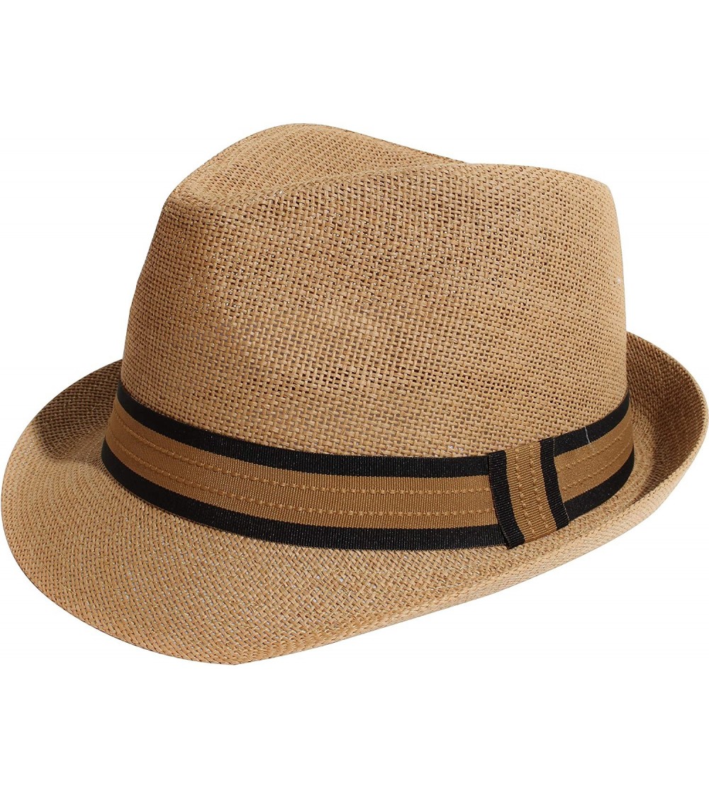 Fedoras Unisex Vintage Fedora Hat Classic Timeless Light Weight - Tanband Brown - CQ18S3266K9 $28.70