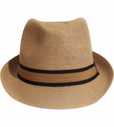 Fedoras Unisex Vintage Fedora Hat Classic Timeless Light Weight - Tanband Brown - CQ18S3266K9 $28.70