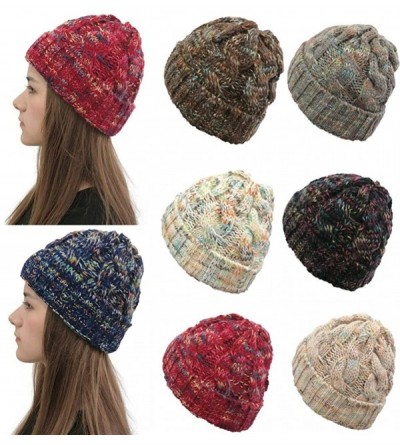 Skullies & Beanies New Women Keep Warm Winter Casual Knitted Hat Wool Hemming Hat Ski Hat - Red3 - CV1932KEX74 $10.91