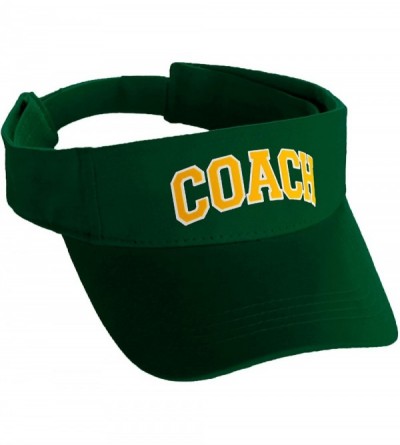 Baseball Caps Classic Sport Team Coach Arched Letters Sun Visor Hat Cap Adjustable Back - Green Hat White Gold Letters - CK18...