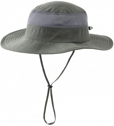 Sun Hats Men's Sun Hat UPF 50+ Wide Brim Bucket Hat Windproof Fishing Hats - M Dark Grey - CU199QDNTON $17.94