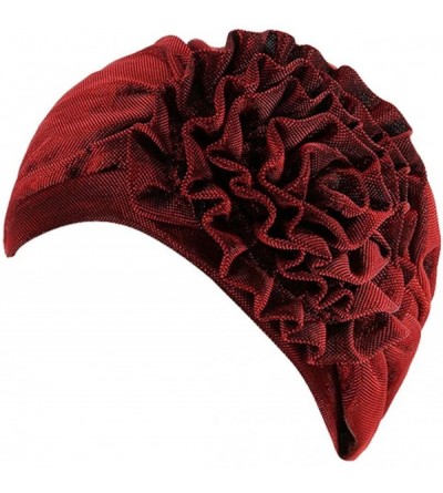 Skullies & Beanies Muslim Stretch Turban Hat Chemo Cap Hair Loss Head Scarf Wrap Hijab Cap - Wine - C218CQAMX9T $10.62