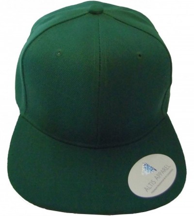 Baseball Caps Premium Plain Solid Flat Bill Snapback Hat - Adult Sized Baseball Cap - Hunter Green - CZ11KV7QYXB $21.93