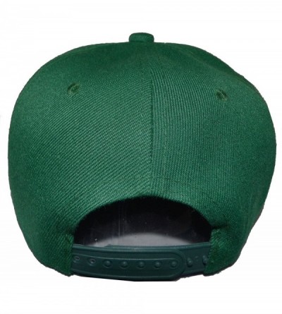 Baseball Caps Premium Plain Solid Flat Bill Snapback Hat - Adult Sized Baseball Cap - Hunter Green - CZ11KV7QYXB $12.12