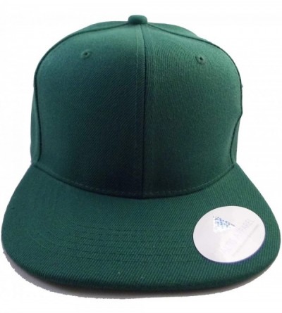 Baseball Caps Premium Plain Solid Flat Bill Snapback Hat - Adult Sized Baseball Cap - Hunter Green - CZ11KV7QYXB $12.12