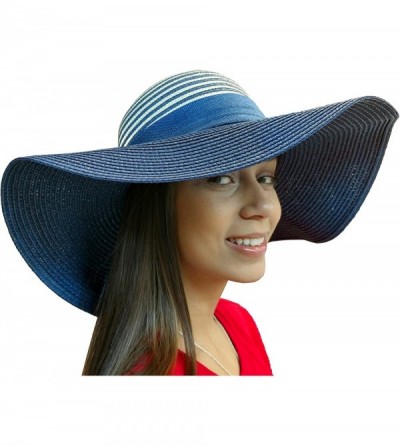 Sun Hats Floppy Stylish Sun Hats Bow and Leather Design - Style C - Navy - CJ18CLNCARI $12.01