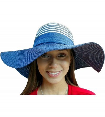 Sun Hats Floppy Stylish Sun Hats Bow and Leather Design - Style C - Navy - CJ18CLNCARI $12.01