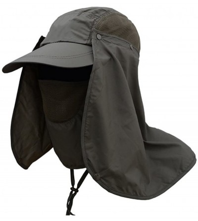 Sun Hats Fashion Summer Outdoor Sun Protection Fishing Cap Neck Face Flap Hat Wide Brim - Dark Green - CT12NSYQB30 $14.01