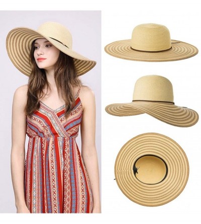 Sun Hats Floppy Straw Sun Hat UPF 50 Wide Brim Beach Summer Hats Packable - 91559_coffee - CI199IC352S $22.70