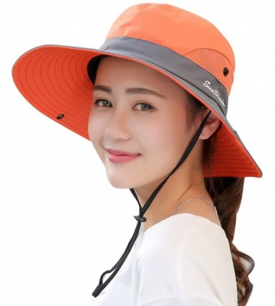 Sun Hats Women's Sun Hat Sun UV Protection Bucket Hat Boonie Safari Cap for Summer Beach - Orange - C418R6XHSZ3 $24.70