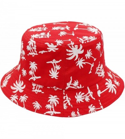 Bucket Hats Unisex 100% Cotton Packable Bucket Hat Sun hat for Men Women - Tree Red - CV18Q6AHAUS $22.71