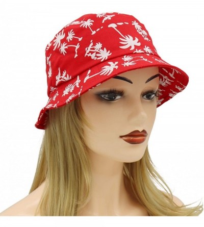 Bucket Hats Unisex 100% Cotton Packable Bucket Hat Sun hat for Men Women - Tree Red - CV18Q6AHAUS $10.46