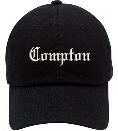 Baseball Caps Compton Text Embroidered Low Profile Soft Crown Unisex Baseball Dad Hat - Vc300_black - CR18SCD8NN8 $15.66