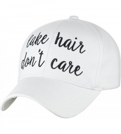 Baseball Caps Women's Embroidered Quote Adjustable Cotton Baseball Cap - Lake Hair Don't Care- White - CA180TZ0HDZ $13.89