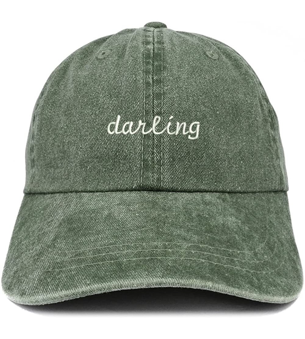 Baseball Caps Darling Embroidered Washed Cotton Adjustable Cap - Dark Green - C0185LU0EEU $13.59