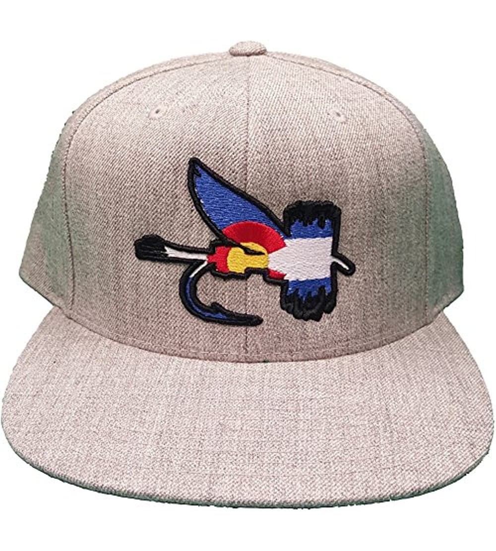 Baseball Caps Colorado Flag Fly Fishing Bait Embroidered Snapback Hat Fisherman (Heather Gray) - CO12DMVLXJH $18.59