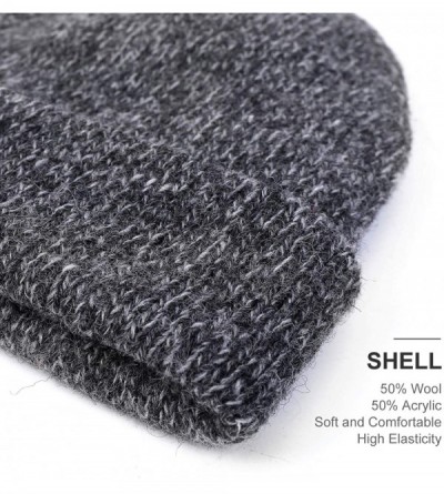 Skullies & Beanies Thinsulate Thermal Lining -5℉ Winter Hat Wool Acrylic Knit Gloves Caps Set - Dark Grey Hat Gloves Set - C3...