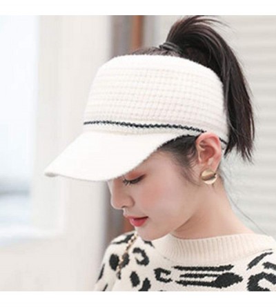 Skullies & Beanies Women Fashion Winter Warm Ponytail Patchwork Cap Baseball Caps - White - C418AR0CUNE $29.57