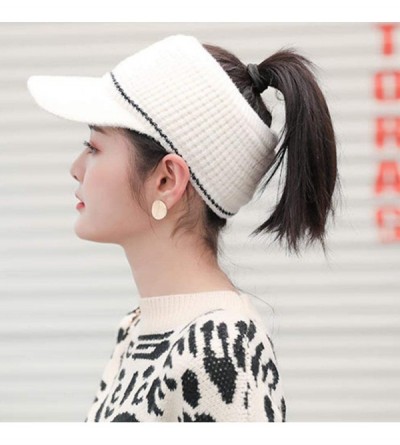 Skullies & Beanies Women Fashion Winter Warm Ponytail Patchwork Cap Baseball Caps - White - C418AR0CUNE $29.57