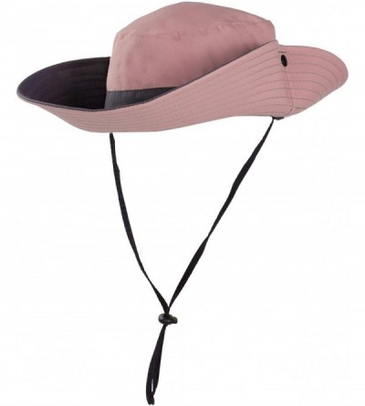 Sun Hats Women's Ponytail Safari Sun Hat- UPF 50+ Wide Brim Outdoor Bucket Hat with Chin Drawstring Strap-Fishing Hat - C518S...