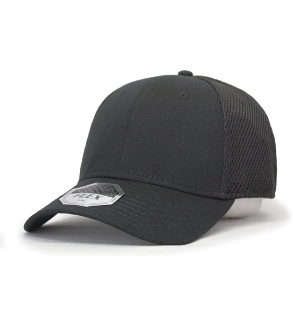 Baseball Caps Plain Pro Cool Mesh Low Profile Adjustable Baseball Cap - Flex L/Xl Black - CZ187GE4YLT $14.56