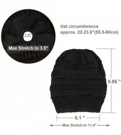 Skullies & Beanies Winter Warm Knit Ponytail Hat Beanie Tail Cap for Runner Women Youth Girl - Black & Grey - C418A6SZSD2 $15.25