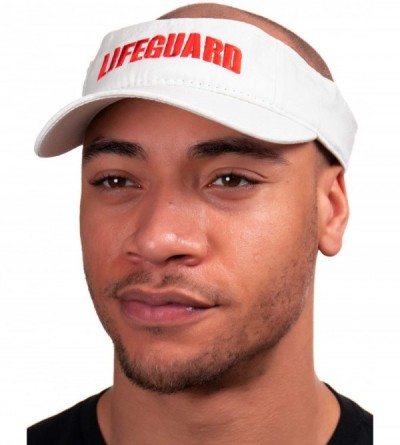 Baseball Caps Lifeguard Visor - Professional Guard Hat Red Sun Cap Men Women Costume Uniform - White - CW18L5R4G8U $9.86