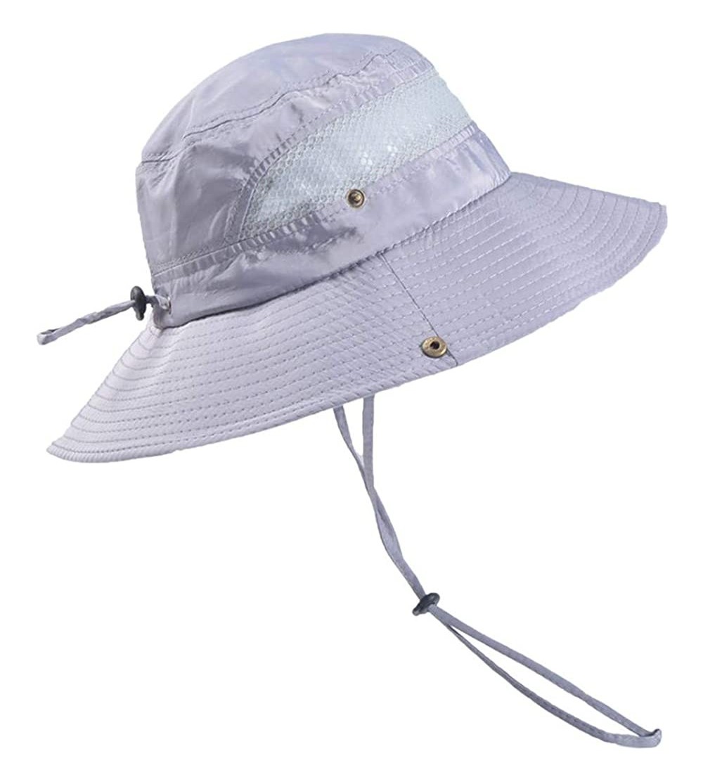 Bucket Hats Summer Outdoor Sun Hat Protection Bucket Mesh Boonie Hat Solid Fishing Cap Summer Best 2019 New - Gray - CV18R3KX...