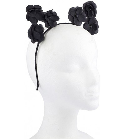 Headbands Girls Cat Ears Costume Floral Accessory Headband Adults - Black Flower - C917YHRGESQ $10.25