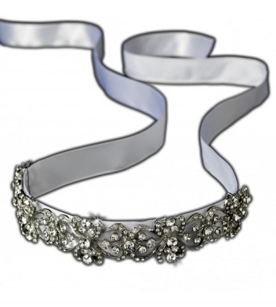 Headbands Kirsten Vintage Rhinestone Bridal White Ribbon Headband - CI1152Q8LFP $64.48