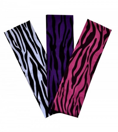 Headbands (Set of 3) 2.5" Zebra Print Cotton Stretch Headband (Purple/Pink/Black) - Purple/Pink/Black - CS1196D8EGV $17.63