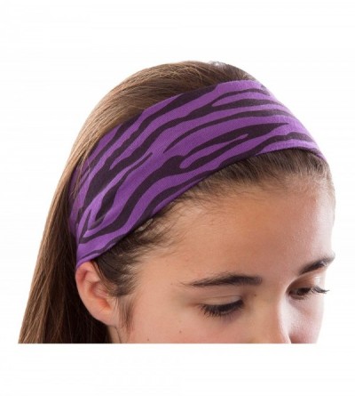 Headbands (Set of 3) 2.5" Zebra Print Cotton Stretch Headband (Purple/Pink/Black) - Purple/Pink/Black - CS1196D8EGV $11.44