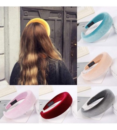 Headbands Solid Fashion Hairband Women's Girls' Sponge Velvet Candy Color Sweet Headband Hair Head Hoop - Khaki - C318SC7T8EY...