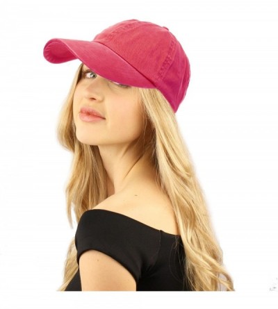 Baseball Caps Everyday Stone Wash All Season 100% Cotton Baseball Cap Sun Hat Adjustable - Hot Pink - CL186LMNL62 $10.13