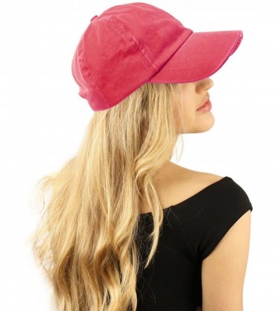 Baseball Caps Everyday Stone Wash All Season 100% Cotton Baseball Cap Sun Hat Adjustable - Hot Pink - CL186LMNL62 $10.13